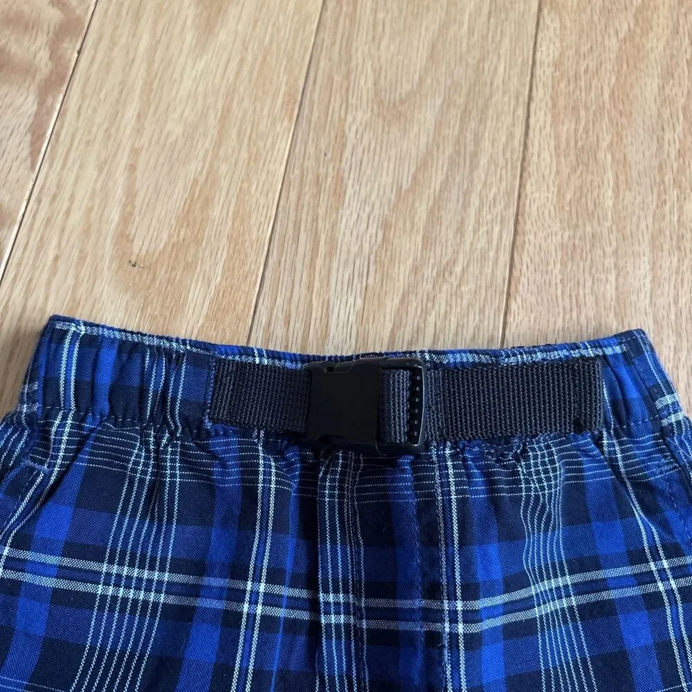 Nautica Infant Boys 2-Piece Blue/Black/White Plaid Shorts Heather Shirt Sz 12M